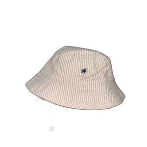 Janie And Jack Bucket Sun Hat Kid 6 12 Months Tan White Striped Cotton New